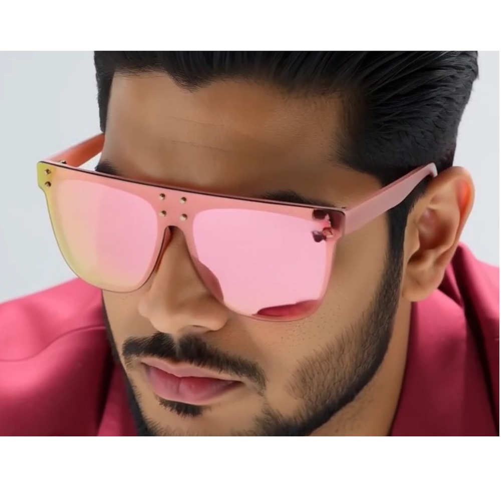 Exaggerated Luxury Pink Square Men Sunglasses Unique‎ Trendy Gafas Humbres 2026